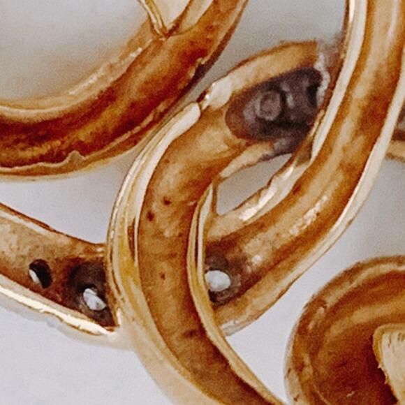 14K Gold Mid Century Diamond Cocktail Ring Retro Swirl Design VTG Ring, 50s 60s - Picture 6 of 16